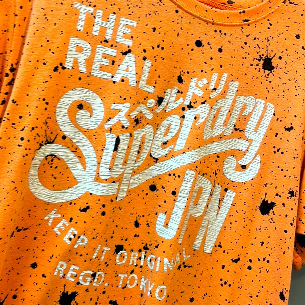 Superdry mens neon orange logo tee XXL